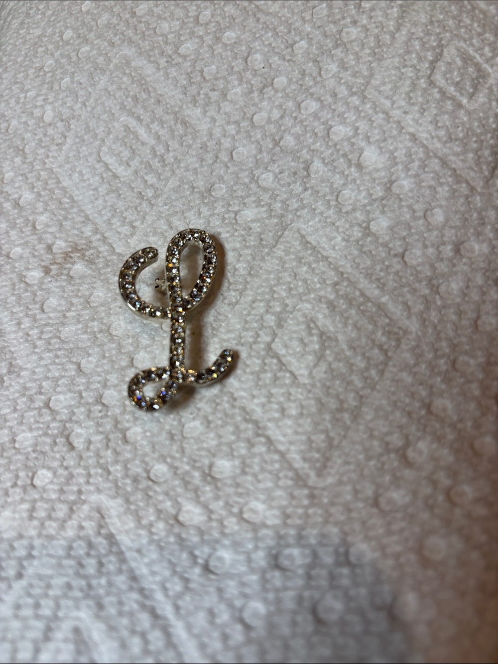 Rhinestone Letter 'L' Pendant Charm in Gold